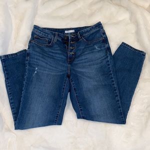 Lauren Conrad skinny distressed button fly jeans